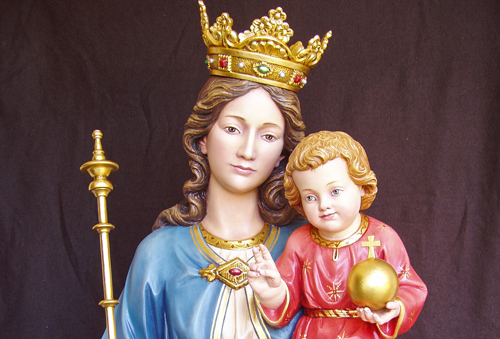 Mondmadonna, Madonna mit Kind - Zirbelkieferholz - Bildhauer Helmut Perathoner