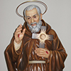 Skulptur aus Holz, bemalt und vergoldet mit reinem Gold, Büste mit Kristallaugen, Hl. Padre Pio von Pietrelcina - Perathoner Helmut Bildhauer in Gröden